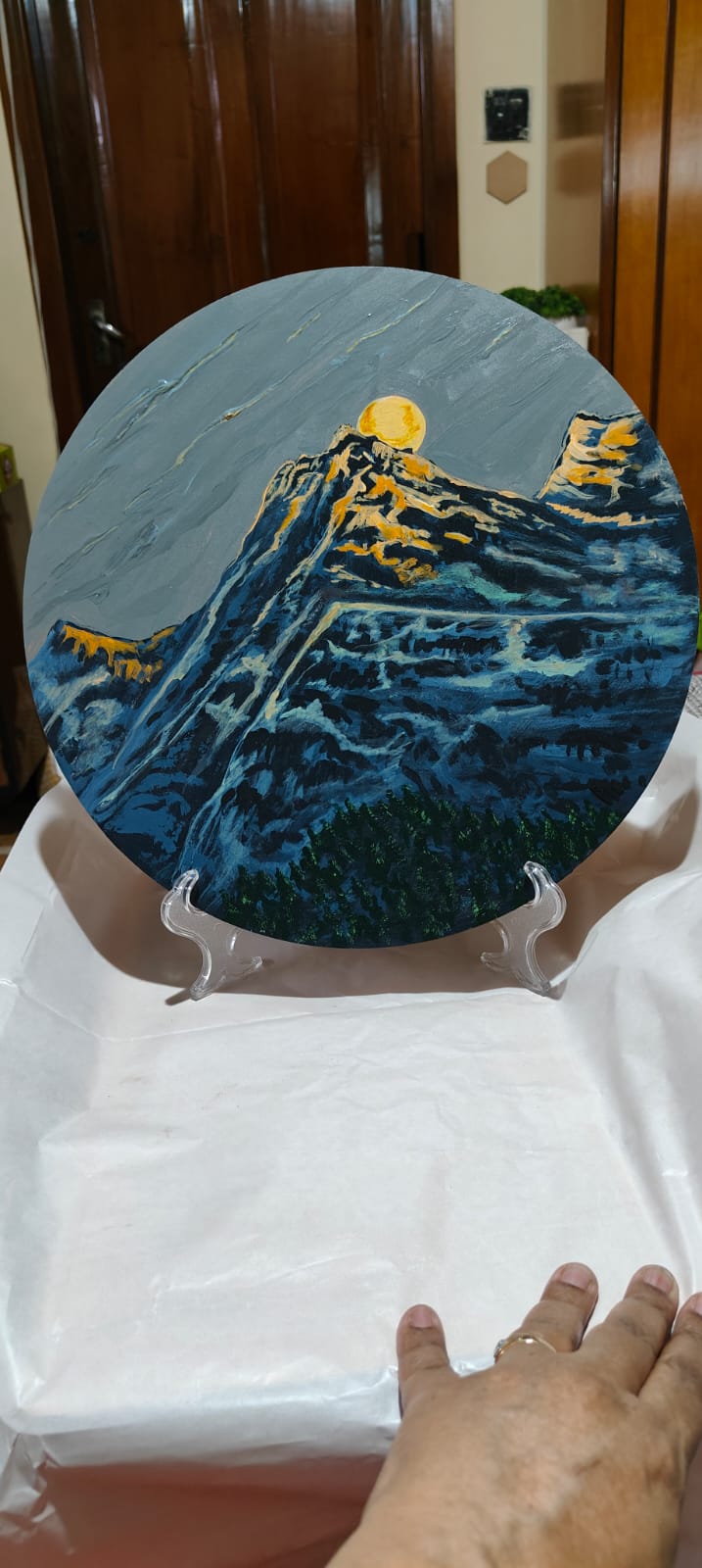 Moonlit Night, Acrylic On Wood